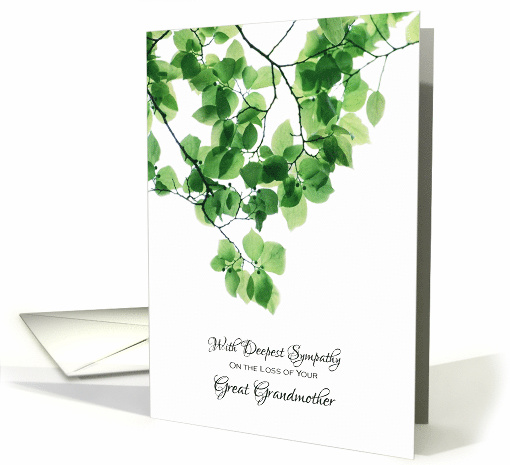 Sympathy Loss of Great Grandmother - Green Leaves card (1088944)