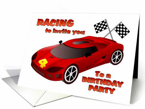 Race Car 4th Birthday Party Invitation card (1091124)