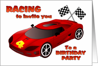 Race Car 4th Birthday Party Invitation card
