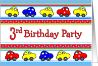 Cars and Stars 3rd Birthday Party Invitation card