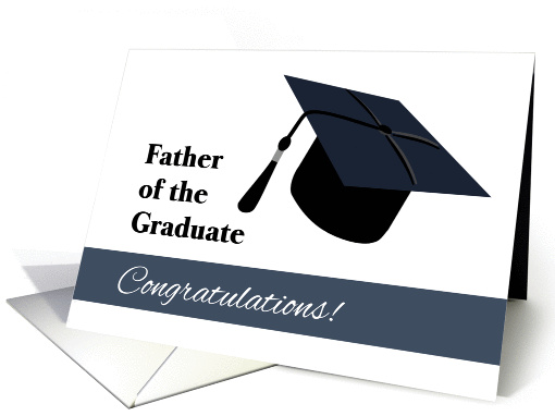 Congratulations for Father of Graduate - Blue and Black Grad Cap card
