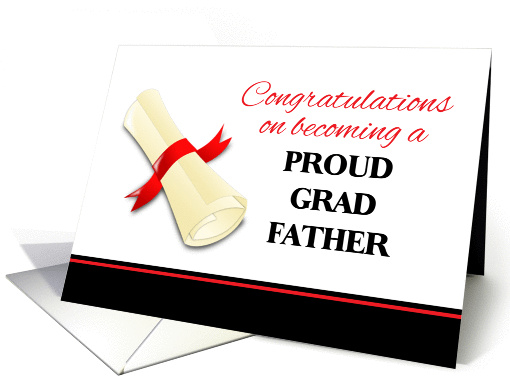 Congratulations for Father of Graduate - Diploma with Red Ribbon card