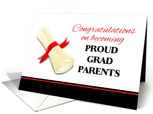 Congratulations for Parents of Graduate - Diploma with Red Ribbon card