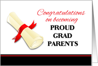 Congratulations for Parents of Graduate - Diploma with Red Ribbon card