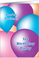1st Birthday Party Invitation - Big Balloons card