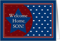 Welcome Home Son from Military Service - Red, White and Blue Stars card