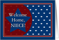 Welcome Home Niece from Military Service - Red, White and Blue Stars card