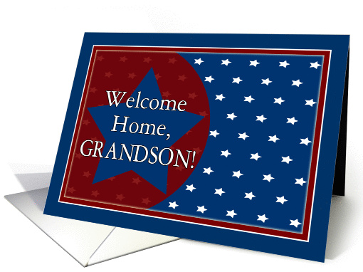 Welcome Home Grandson - Red, White and Blue Stars card (1102714)