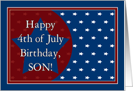 Happy 4th of July Birthday for Son - Red,White and Blue Stars card