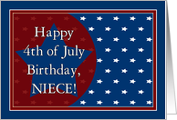 Happy 4th of July Birthday for Niece - Red, White and Blue Stars card