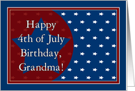 Happy 4th of July Birthday for Grandma - Red, White and Blue Stars card