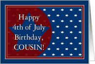 Happy 4th of July Birthday for Cousin - Red, White and Blue Stars card