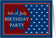 Fourth of July Birthday Party Invitation - Red, White and Blue Stars card