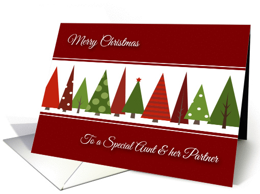 Merry Christmas for Aunt and Partner - Festive Christmas Trees card