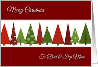 Merry Christmas for Dad and Step Mom - Festive Christmas Trees card