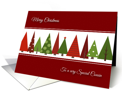 Merry Christmas for Cousin - Festive Christmas Trees card (1114008)