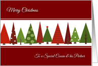 Merry Christmas for Cousin and his Partner - Festive Christmas Trees card