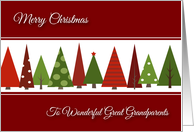 Merry Christmas for Great Grandparents - Festive Christmas Trees card