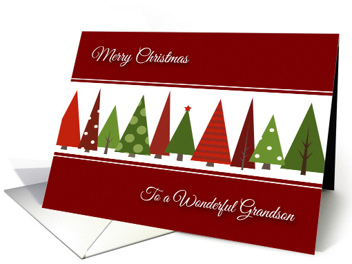 Merry Christmas for Grandson - Festive Christmas Trees card (1114176)