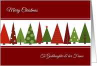 Merry Christmas for Goddaughter and Fiance - Festive Christmas Trees card