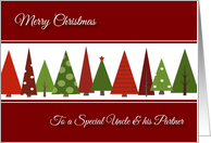 Merry Christmas for Uncle and his Partner - Festive Christmas Trees card