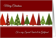 Merry Christmas for Uncle and his Girlfriend - Festive Christmas Trees card