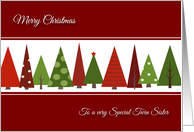 Merry Christmas for Twin Sister - Festive Christmas Trees card
