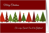 Merry Christmas for Son and his Girlfriend - Festive Christmas Trees card