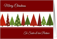Merry Christmas for Sister and her Partner - Festive Christmas Trees card