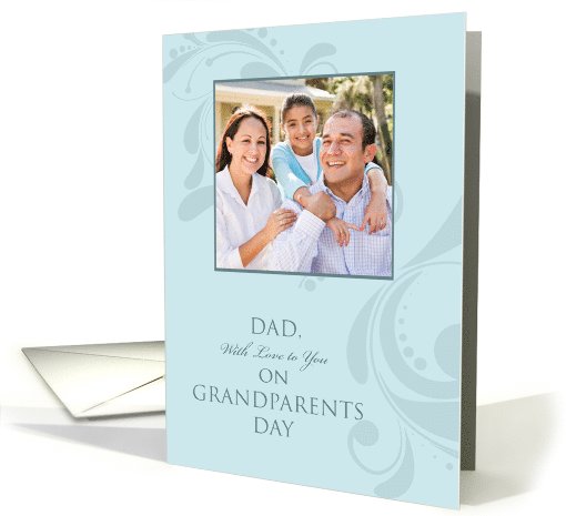 Happy Grandparents Day for Dad - Blue Swirls Custom Photo card