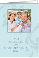 Happy Grandparents Day for Dad - Blue Swirls Custom Photo card