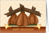 Happy Halloween -Three Pumpkins in a Pumpkin Patch card