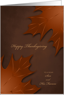 Thanksgiving to Son and Fiancee - Warm Autumn Leaves card