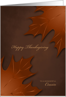Thanksgiving to Cousin - Warm Autumn Leaves card