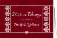 Christmas Blessings for Son and his Girlfriend - Snowflakes card