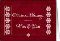 Christmas Blessings for Mom and Dad - Snowflakes card