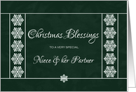 Christmas Blessings for Niece and Partner - Snowflakes card