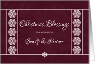 Christmas Blessings for Son and Partner - Snowflakes card