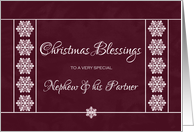 Christmas Blessings for Nephew and Partner - Snowflakes card
