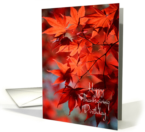 Thanksgiving Birthday - Radiant Red Fall Leaves card (1177386)