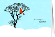 Christmas for Godson - Red Cardinal in Tree card