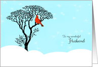 Christmas for Husband - Red Cardinal in Tree card