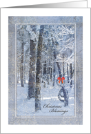 Country Christmas, Snow Covered Trees Woodland Scene card