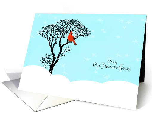 Christmas From Our House to Yours - Red Cardinal in Tree card
