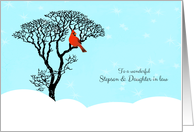 Christmas for Stepson and Daughter in Law - Red Cardinal in Tree card