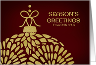 Season’s Greetings From Both of Us - Gold Ornament card