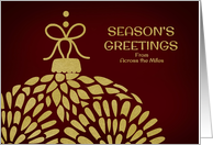 Season’s Greetings From Across the Miles - Gold Ornament card