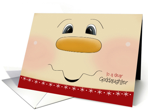 Goddaughter Christmas - Happy Snowman Face card (1191170)
