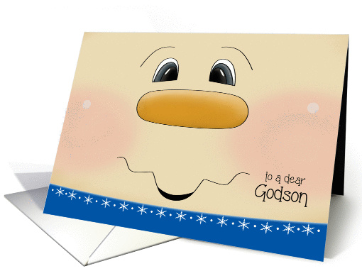 Christmas for Godson - Happy Snowman Face card (1191248)