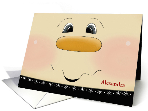 Custom Name Christmas for Kids - Happy Snowman Face card (1193126)